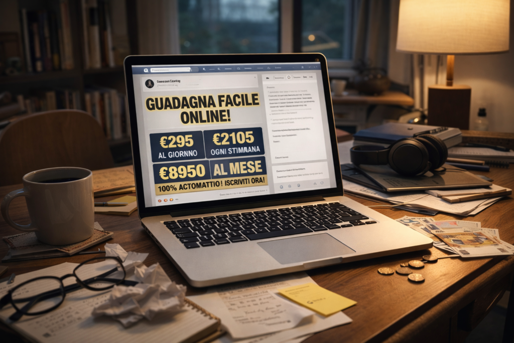 post online che promette guadagni facili con libri su Amazon