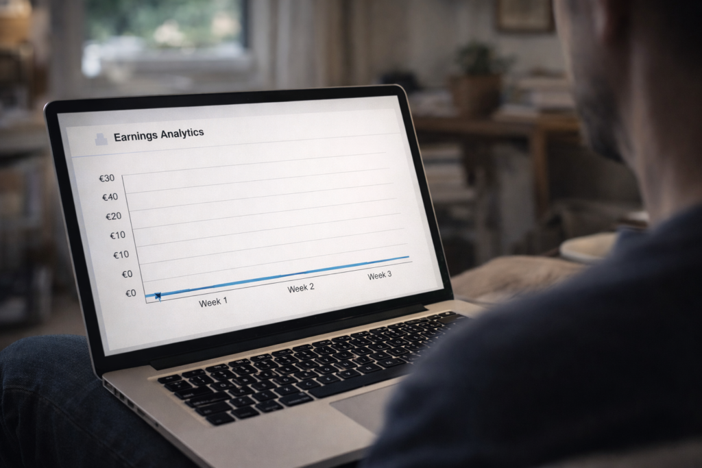 grafico con poche vendite nel tempo su libri pubblicati su Amazon