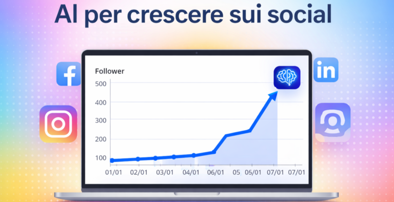 Grafico di crescita dei follower sui social grazie all'uso dell'intelligenza artificiale