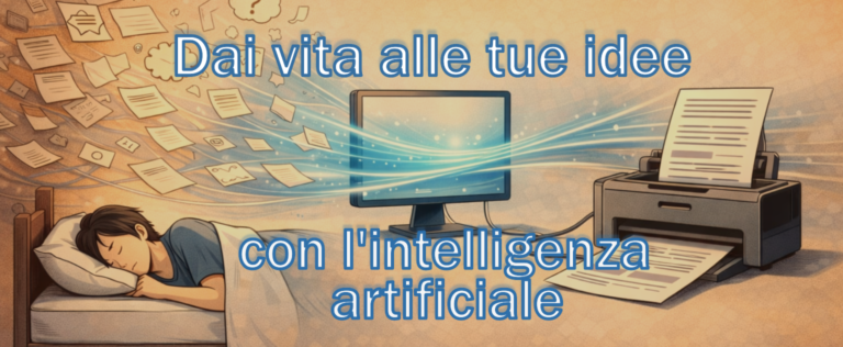Illustrazione di idee che diventano testo grazie all'intelligenza artificiale