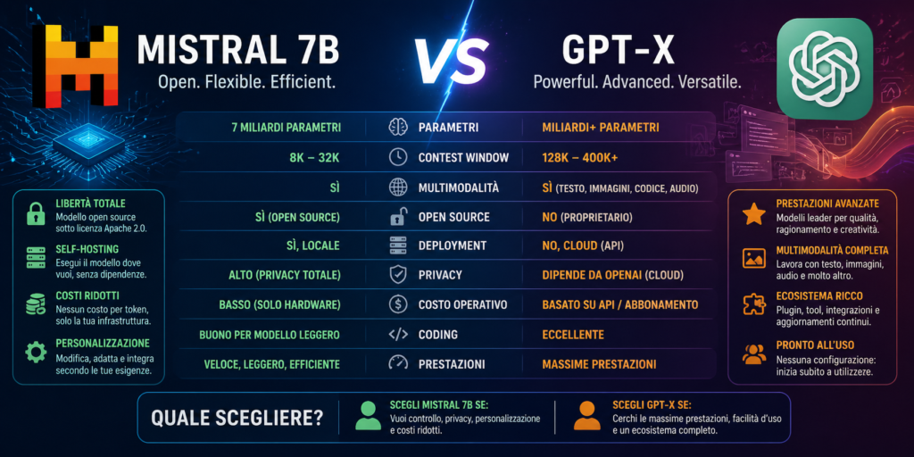 differenze tra chatgpt e mistral 7b in locale confronto