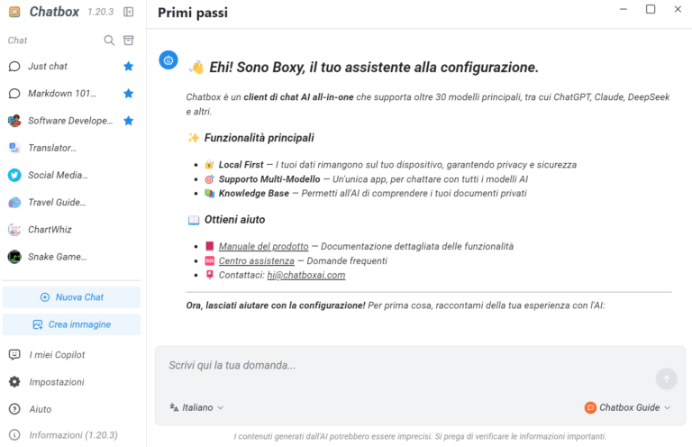 Come configurare chatbox per i modelli gratis